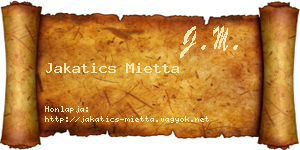 Jakatics Mietta névjegykártya